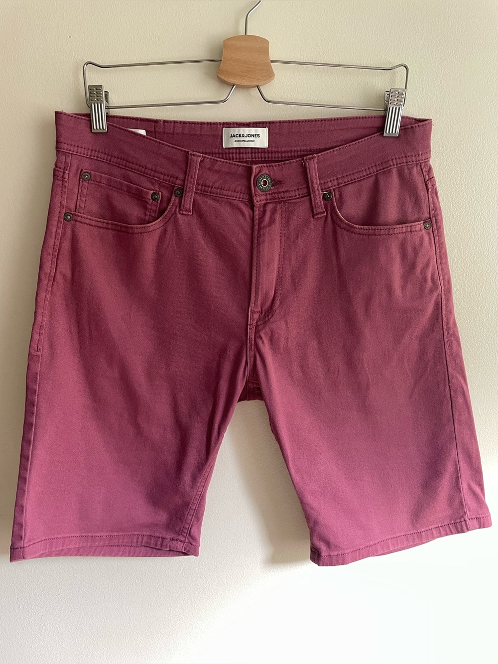 Jack & Jones Regular Fit Stretch Denim Shorts Dusty Pink Men’s M